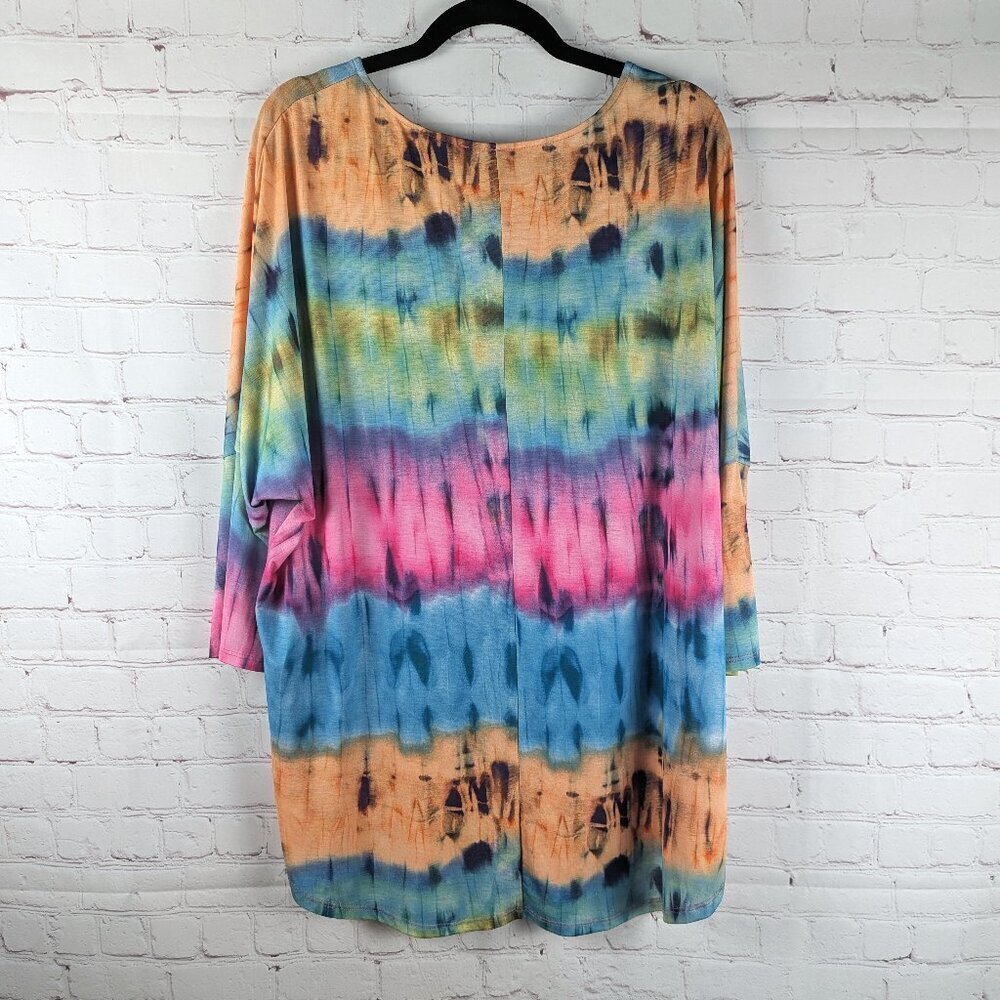 Honeyme Curvy Rainbow Tie Dye Swimsuit Cover Up 3XL - Picture 7 of 7
